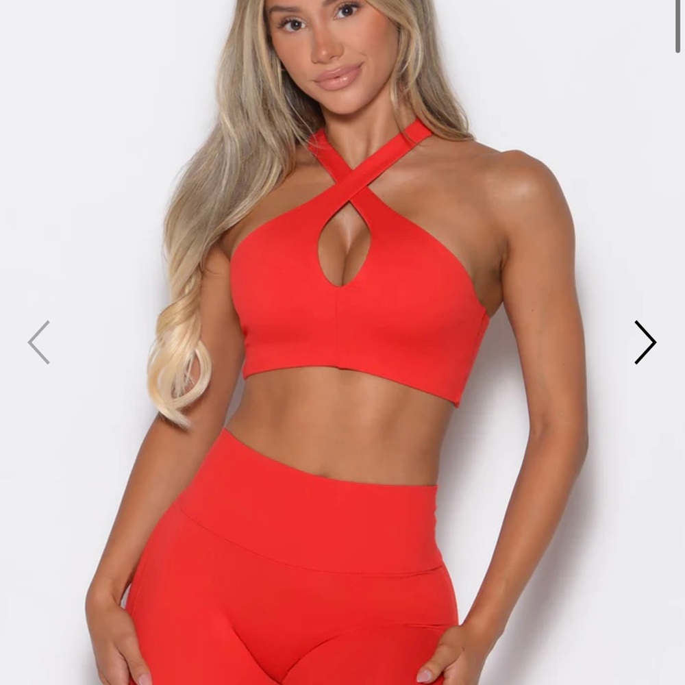 Bombshell Sportswear Red Cross-Front Top